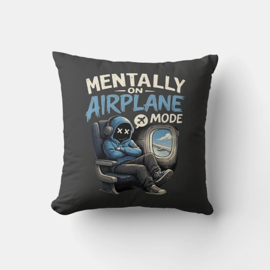 Mentally On Airplane Mode Shirt Funny Anime boy クッション (正面)