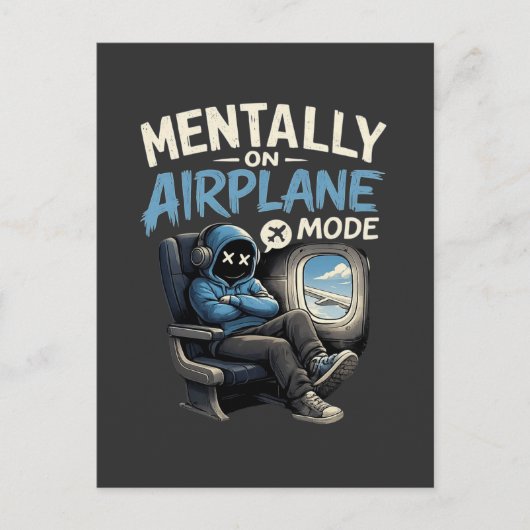 Mentally On Airplane Mode Shirt Funny Anime boy ポストカード (正面)