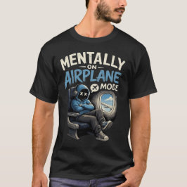 Mentally On Airplane Mode Shirt Funny Anime boy Tシャツ