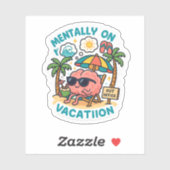 Mentally On Vacation – Funny Brain Beach Sticker シール (シート)