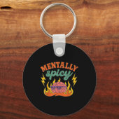 Mentally Scy Funny Mental Health Humor Sarcastic Q キーホルダー (正面)