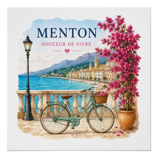 Menton French Riviera - bicycle ポスター (正面)