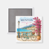 Menton French Riviera Magnet - bicycle マグネット (正面/裏面)