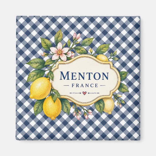 Menton French Riviera Magnet - Blue Lemon マグネット (正面)
