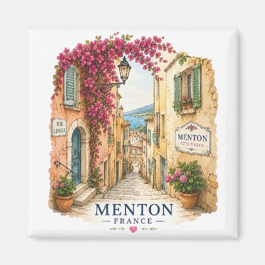 Menton French Riviera Magnet - Charming Old Town  マグネット (正面)
