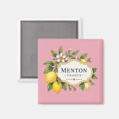Menton French Riviera Magnet - Dusty pink Lemon マグネット (正面/裏面)