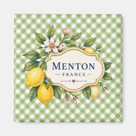 Menton French Riviera Magnet - Green Lemon マグネット (正面)
