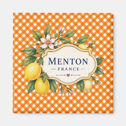 Menton French Riviera Magnet - Orange Lemon マグネット (正面)