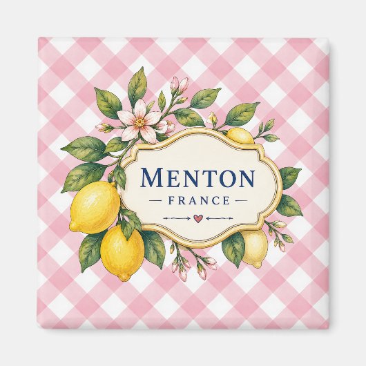 Menton French Riviera Magnet - Pink Lemon マグネット (正面)