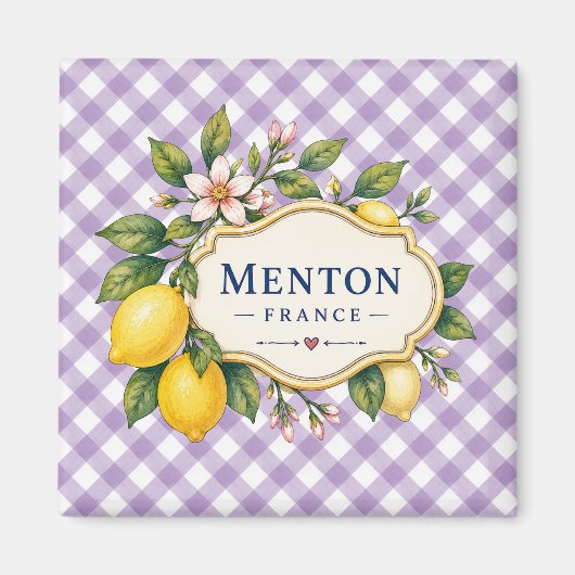Menton French Riviera Magnet - Purple Lemon マグネット (正面)
