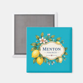 Menton French Riviera Magnet - turquoise Lemon マグネット (正面/裏面)