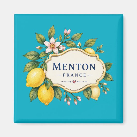 Menton French Riviera Magnet - turquoise Lemon マグネット (正面)