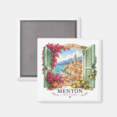 Menton French Riviera Magnet - View Through Window マグネット (正面/裏面)