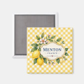 Menton French Riviera Magnet - Yellow Lemon マグネット (正面/裏面)