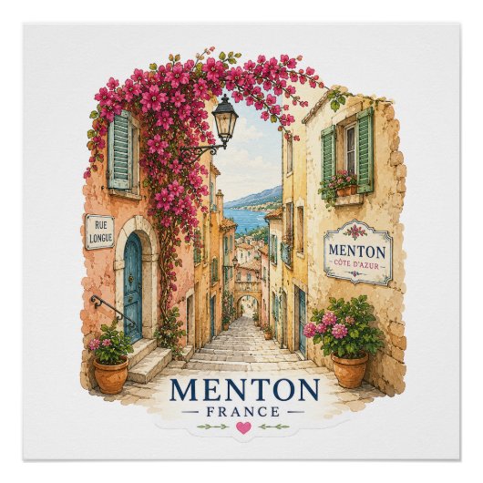 Menton French Riviera - Old Town Alley ポスター (正面)