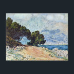 Menton Seen from Cap Martin by Claude Monet ポストカード<br><div class="desc">Menton Chap Martin(1884)からClaude Monetによって見られるMentonは、ヴィンテージの印象派の素晴らしアートサ絵画ーケープだ。木々、海、海岸海岸線が前面に並び、町や山々が背景になっている。空にはふわふわの雲が広がる晴れた日。Cap Martinの海岸から南フランスのMentonの都市の眺め。アーティストについて：クロード・モネ(1840-1926)は印象派の運動の創始者であフランスのり絵画、その絵画の大部分は「空中に浮かぶ」（野外に浮かぶ）スタイル印象派の風景である。</div>