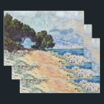 Menton Seen from Cap Martin by Claude Monet ラッピングペーパーシート<br><div class="desc">Menton Chap Martin(1884)からClaude Monetによって見られるMentonは、ヴィンテージの印象派の素晴らしアートサ絵画ーケープだ。木々、海、海岸海岸線が前面に並び、町や山々が背景になっている。空にはふわふわの雲が広がる晴れた日。Cap Martinの海岸から南フランスのMentonの都市の眺め。アーティストについて：クロード・モネ(1840-1926)は印象派の運動の創始者であフランスのり絵画、その絵画の大部分は「空中に浮かぶ」（野外に浮かぶ）スタイル印象派の風景である。</div>