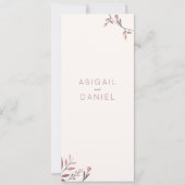 Menú boda boho chic ramas hojas rojo (裏面)