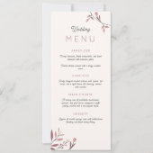 Menú boda boho chic ramas hojas rojo (正面)