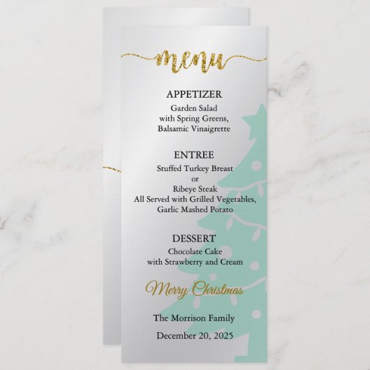 Menu Card, Christmas Menu, Dinner, Lunch 招待状 (正面/裏面)