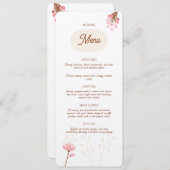 Menú de boda rosa y beige flores silvestres (正面/裏面)