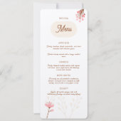 Menú de boda rosa y beige flores silvestres (正面)
