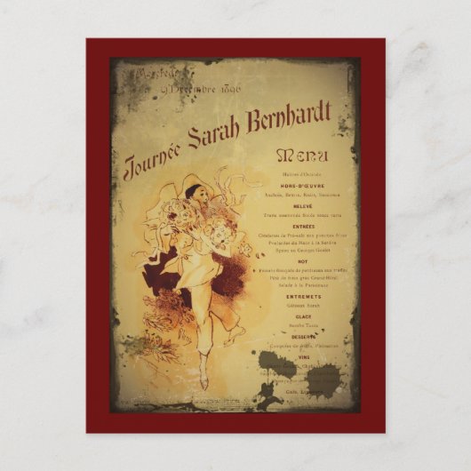 Menu de la Journee （メニュー） ポストカード (正面)