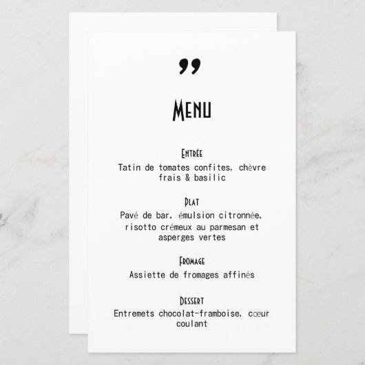 Menu de mariage Apostrophe (正面/裏面)