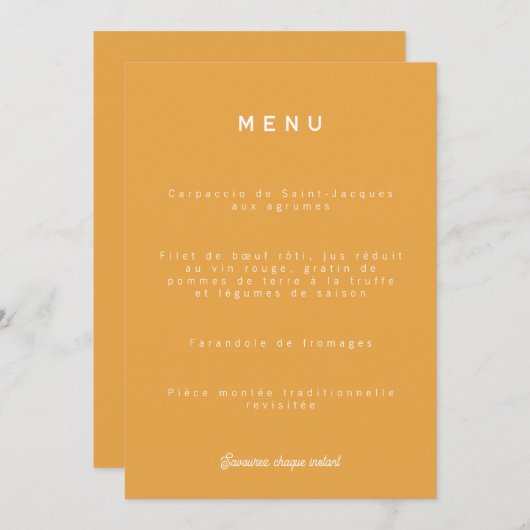 Menu de mariage Colorus - Orange メニュー (正面/裏面)