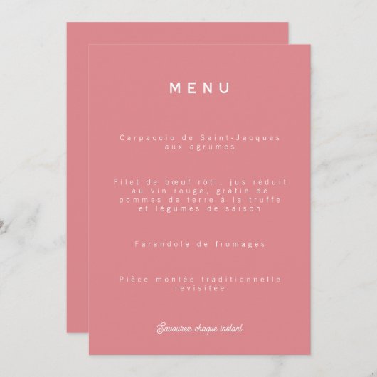 Menu de mariage Colorus - Rose メニュー (正面/裏面)