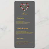 Menu de mariage gris à coeur florral メニュー (正面)