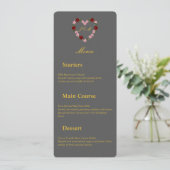 Menu de mariage gris à coeur florral メニュー (スタンド正面)