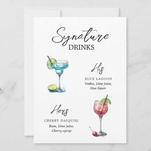 Menu Drinks de Assinatura em Aquarela (正面)