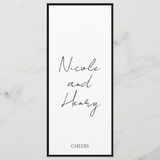 Menú Drinks Minimal Bordes Negros Boda Elegante  メニュー (裏面)