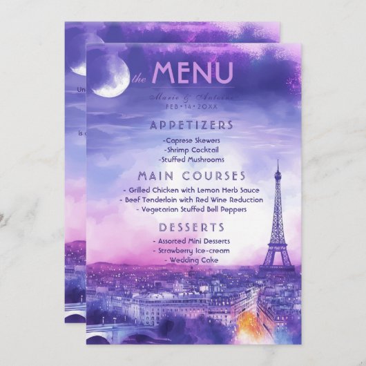 Menu + lovely text Amour Éternel  メニュー (正面/裏面)