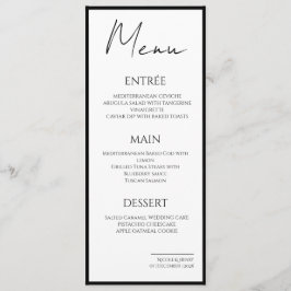 Menú Minimalista Bordes Negros Boda Elegante メニュー