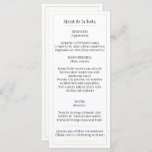 Menú oro Blanco Clásico Bilingüe Español e Inglés メニュー (正面/裏面)