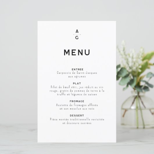 Menu pour mariage "Lettrus" (スタンド正面)