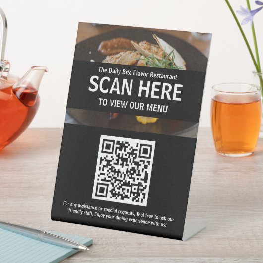 Menu QR code For Cafe or Restaurant Tabletop Sign 台座サイン (インサイチュ)