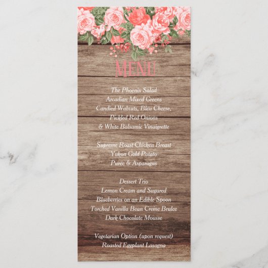 Menu - Weathered Wood Barrel and Lantern - Coral メニュー (正面)