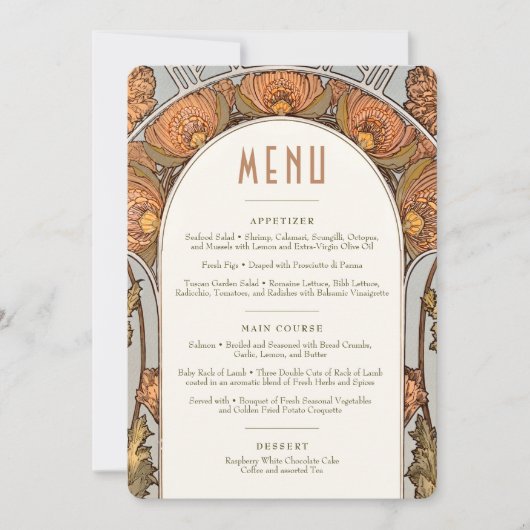 Menu Wedding Vintage Art Nouveau by Mucha 招待状 (正面)