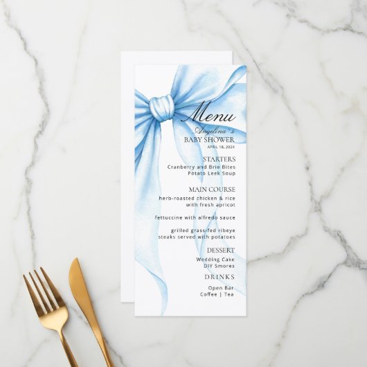 Menus for a modern baby shower. メニュー (正面/裏面インサイチュ)