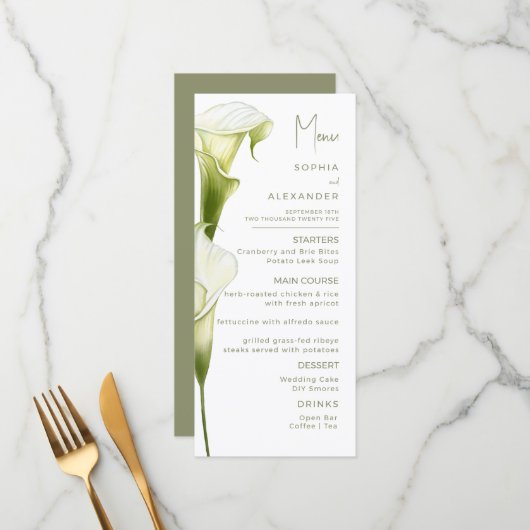 Menus for a modern wedding. メニュー (正面/裏面インサイチュ)