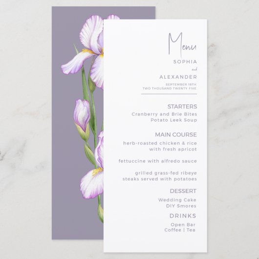 Menus for a modern wedding. メニュー (正面/裏面)