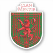 Menzie Tartan Scottish Plaid Lion Rampant シール (正面)