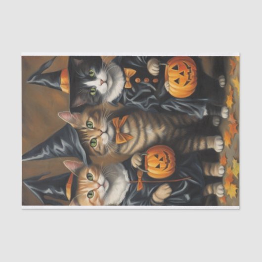 Meoloween: Trick-or-Treaters Cats Decompage 薄葉紙 (正面)