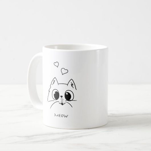 MEOWの猫好き おもしろい コーヒーマグカップ (正面左)