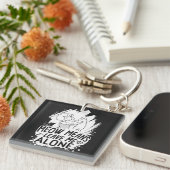 Meowは離れ私の一人のおもしろい猫を意味する – 白 キーホルダー (正面右)