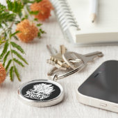 Meowは離れ私の一人のおもしろい猫を意味する – 白 キーホルダー (側面)