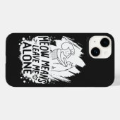 Meowは離れ私の一人のおもしろい猫を意味する – 白 Case-Mate iPhoneケース (裏面 (横))